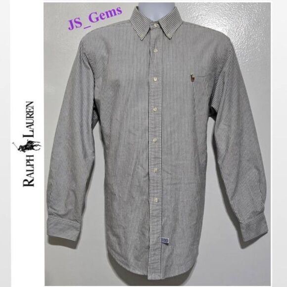 Ralph Lauren Men’s Button Down Top Striped White & Blue - Picture 1 of 15